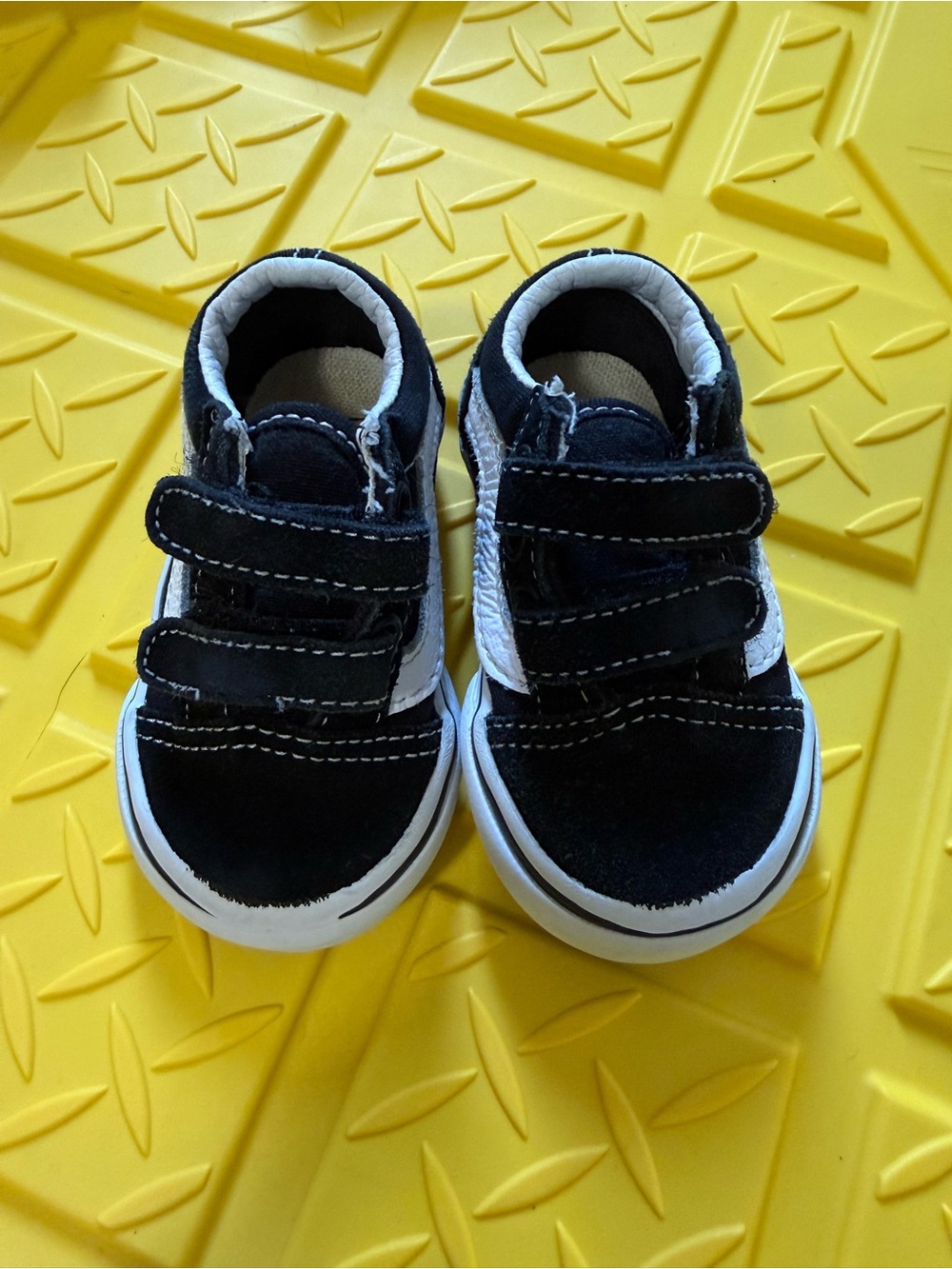 Vans Kids Black and White Velcro Sneakers